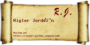 Rigler Jordán névjegykártya